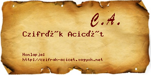 Czifrák Acicét névjegykártya